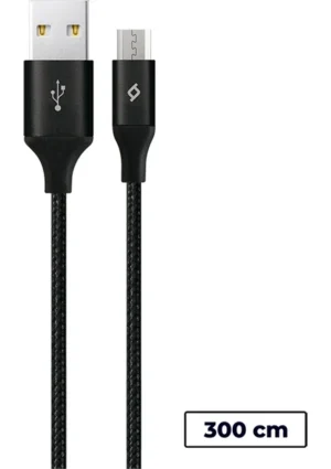Ttec AlumiCable XXL Micro USB Kablo Siyah 3 m Dayanıklı Tasarım